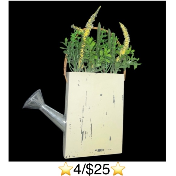 Rustic Faux Watering Can Flower Arrangement Farmhouse Decor Table / Shelf Accent - Picture 1 of 16